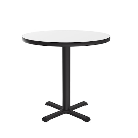 Correll 42" Round Bar Caf? & Break Room Bistro Table, White High Pressure Laminate Top, Cast Iron Base, Tops Made in The USA (BXT42R-36)